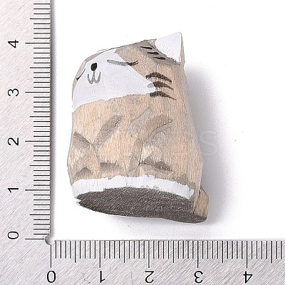 Cat Shape Wood Figurines DJEW-G043-01A-1