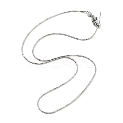 Adjustable Slider 201 Stainless Steel Round Snake Chain Necklaces NJEW-K270-01P-01-1