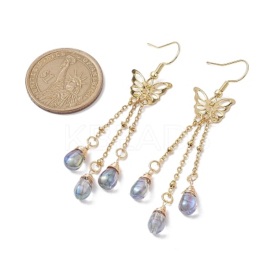 Golden 304 Stainless Steel Butterfly Chandelier Earrings EJEW-JE05731-1
