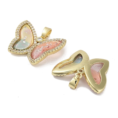 Real 18K Gold Plated Rack Plating Brass Micro Pave Cubic Zirconia Pendants KK-R161-05G-02-1