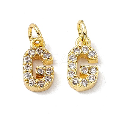 Real 18K Gold Plated Brass Micro Pave Clear Cubic Zirconia Charms KK-E068-VB452-G-1
