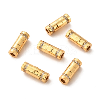 Brass Micro Pave Clear Cubic Zirconia Tube Beads ZIRC-P086-05G-1