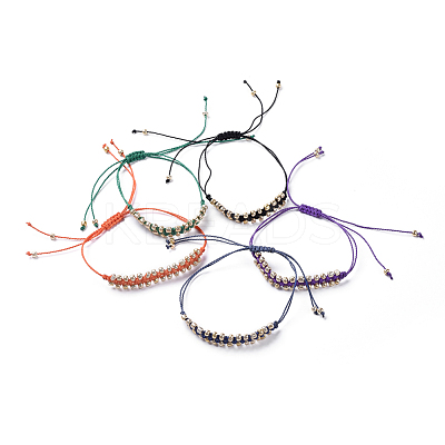 Electroplate Glass Seed Bead Braided Bracelets BJEW-JB04789-1