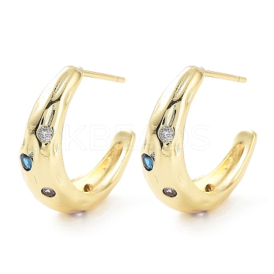 Rack Plating Brass Micro Pave Cubic Zirconia Stud Earrings for Women KK-Z038-18G-1