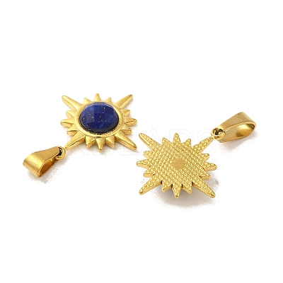 Natural Lapis Lazuli Faceted Sun Pendants STAS-P361-02G-01-1