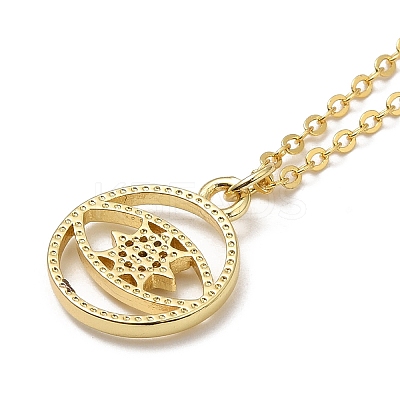 Brass Micro Pave Clear Cubic Zirconia Pendants Necklaces for Women LS-NJEW-B092-04G-1