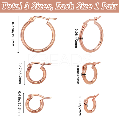 3 Styles 201 Stainless Steel Hoop Earrings EJEW-SP0001-04-1