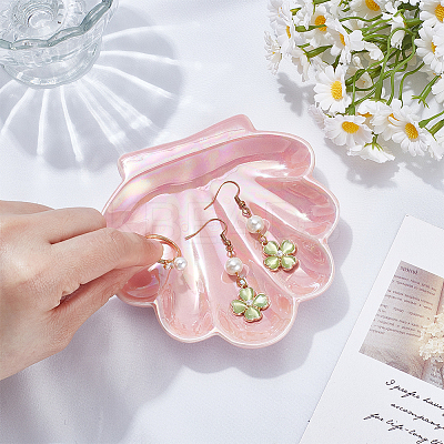 Shell Shaped Porcelain Jewelry Storage Display Trays for Rings AJEW-SP0006-06B-02-1
