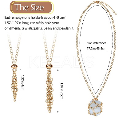 2Pcs 2 Style Brass Braided Macrame Pouch Empty Stone Holder for Pendant Necklaces Making NJEW-SZ0001-65G-1