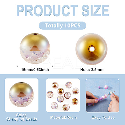 10Pcs Resin Beads PACR-TA0001-33G-1