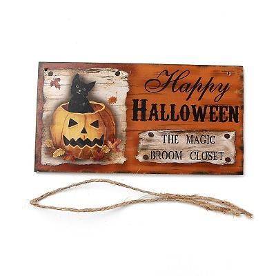 Halloween Wooden Door Hanging Welcome Sign Board HJEW-Z002-02C-1