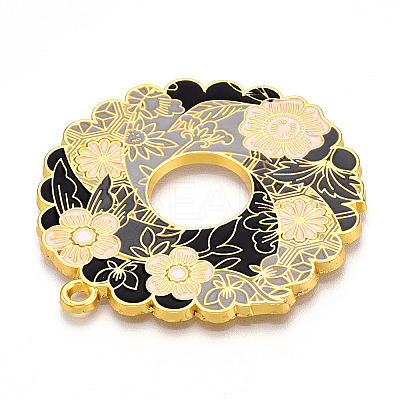 Rack Plating Alloy Enamel Big Pendants ENAM-N056-394-G-1