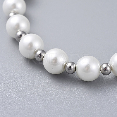 Glass Pearl Beads Stretch Bracelets BJEW-JB04758-01-1