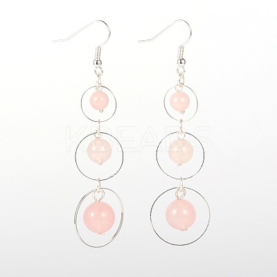 Dangling NAtural Gemstone Beads Pendant Earrings EJEW-JE01310-1