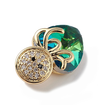 Real 18K Gold Plated Rack Plating Brass Micro Pave Cubic Zirconia Pendants KK-C015-25G-13-1