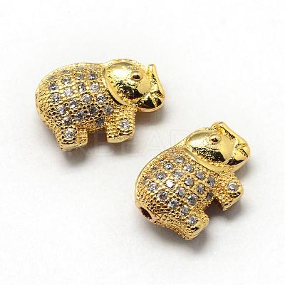 Rack Plating Brass Cubic Zirconia Beads ZIRC-S032-01G-1