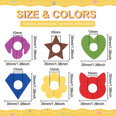 24Pcs 24 Styles Felt Wine Glass Charms AJEW-BC0004-23-1