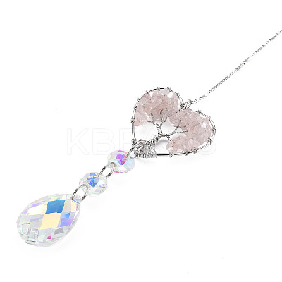 Natural Rose Quartz Big Pendants X-G-N333-008C-1
