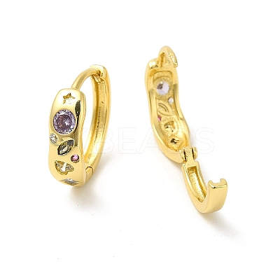 Cubic Zirconia Star & Heart Geometry Hoop Earrings X-EJEW-E270-32G-1