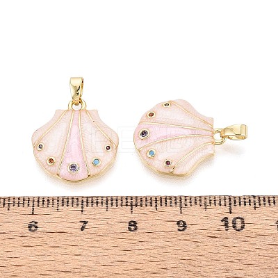 Brass Micro Pave Colorful Cubic Zirconia and Enamel Pendants KK-T075-92A-G-1