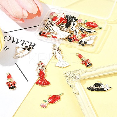 24Pcs 6 Styles Alloy Enamel Pendants ENAM-FS0002-70-1