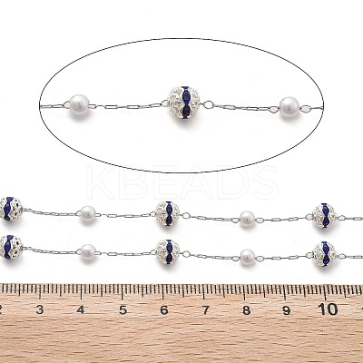 Handmade ABS Imitation Pearl & Rhinestone Round Chains CHS-L028-03P-04-1