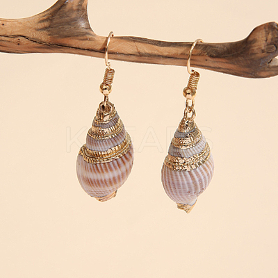 20Pcs 10 Styles Electroplated Spiral Shell Pendants SSHEL-HY0001-04-1