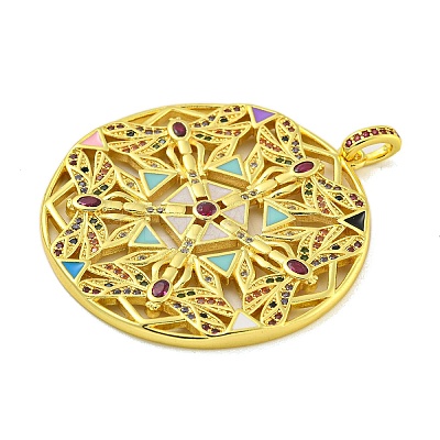 Real 18K Gold Plated Brass Micro Pave Cubic Zirconia Pendants KK-R159-41G-1