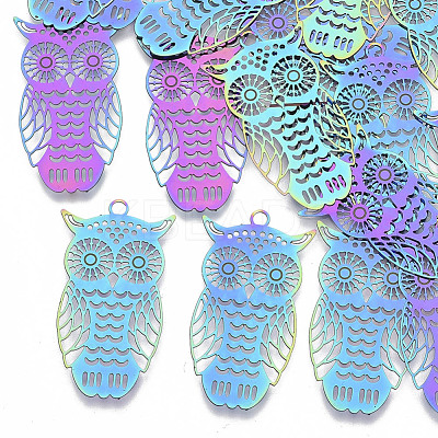 Ion Plating(IP) 201 Stainless Steel Filigree Pendants X-STAS-R102-23-1