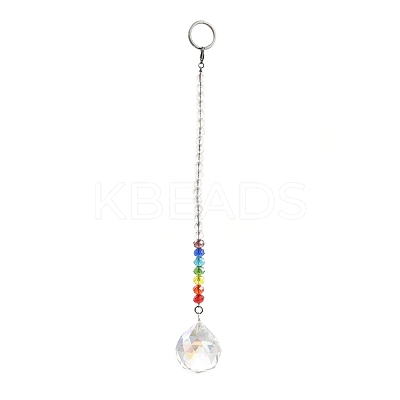 Chakra Round Ball Crystal Suncatcher Dowsing Pendulum Pendants PALLOY-JF00461-02-1