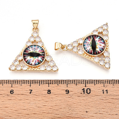 Brass Micro Pave Clear Cubic Zirconia Pendants for Women KK-T070-90A-05-1