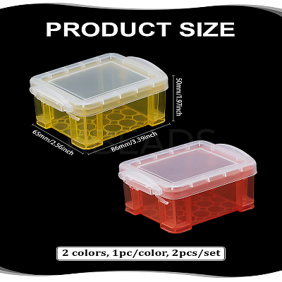 2Pcs 2 Colors Mini Plastic Storage Bins with Lid CON-LP0001-52-1