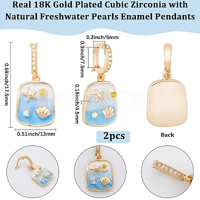 2Pcs Brass Enamel Pendants KK-BBC0018-73-1