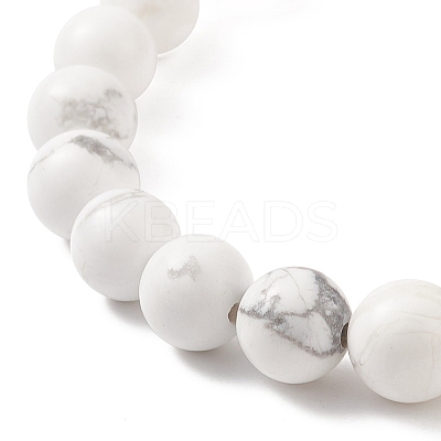 Natural Rose Quartz & Howlite & Acrylic Beaded Stretch Bracelet BJEW-TA00200-1