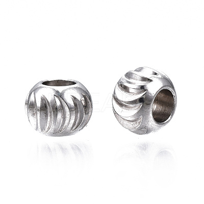Tarnish Resistant 201 Stainless Steel Corrugated Beads STAS-S117-014A-1