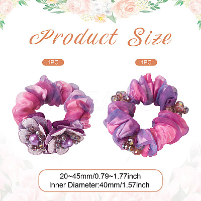 2Pcs 2 Colors Chic Solid Color French Satin Pigtail Hair Tie for Elegant Hairstyles OHAR-TA0001-10A-1