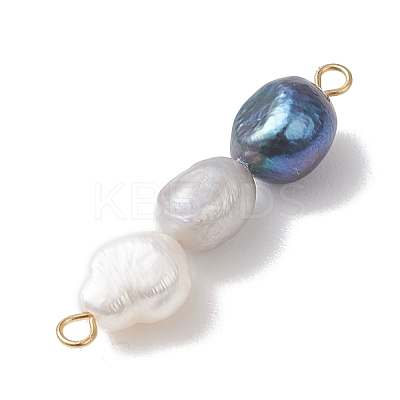 Natural Cultured Freshwater Pearl Potato Beaded Connector Charms PALLOY-JF04985-1