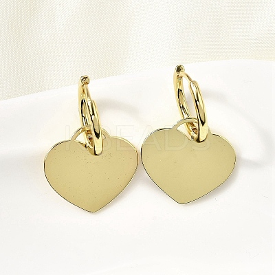 Brass Heart Hoop Earrings EJEW-L261-022G-1