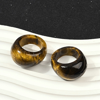 Natural Tiger Eye Finger Rings for Unisex RJEW-C128-01E-1