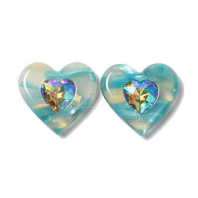 Cellulose Acetate(Resin) Cabochons with Crystal AB Rhinestone FIND-D029-09-1