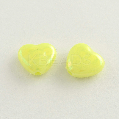 AB Color Plated Heart Acrylic Beads X-SACR-Q106-07-1