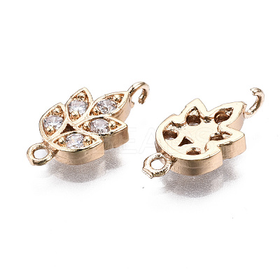 Brass Micro Pave Clear Cubic Zirconia Links Connectors X-KK-S359-157-RS-1
