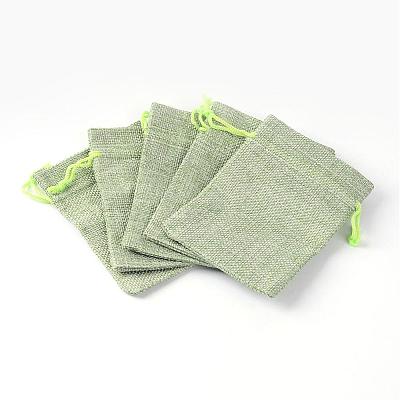 Polyester Imitation Burlap Packing Pouches Drawstring Bags ABAG-R005-9x12-02-1