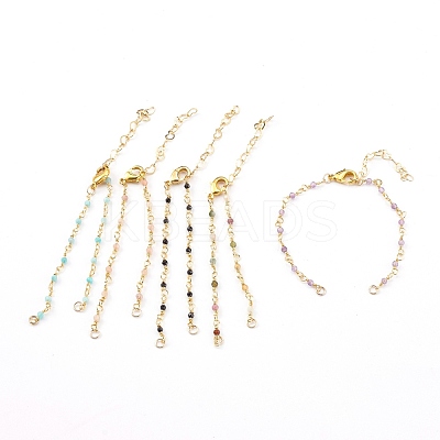 Natural Mixed Stone Handmade Beaded Chains Bracelet Making AJEW-JB00907-1