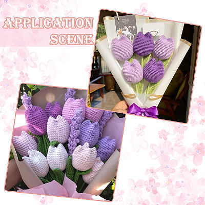 9Pcs 3 Colors Polyester with Iron Wire Artificial Tulip Flower AJEW-SC0031-42B-1