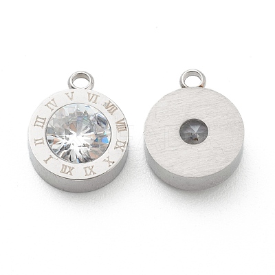 304 Stainless Steel Rhinestone Charms STAS-Z009-17P-1