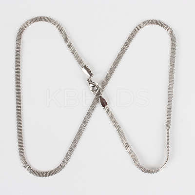 Non-Tarnish 304 Stainless Steel Mesh Chain Necklace Making X-STAS-P045-15P-1