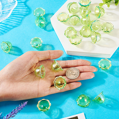 30Pcs UV Plating Acrylic Bead Caps PACR-TA0001-17E-1