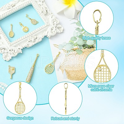 6Pcs 6 Styles Brass Micro Pave Cubic Zirconia Pendants KK-CJ0003-30-1