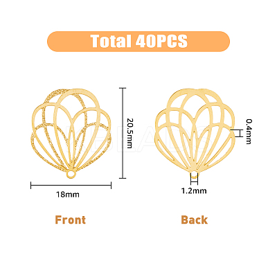 40Pcs Rack Plating 201 Stainless Steel Filigree Pendants STAS-HY0001-06-1